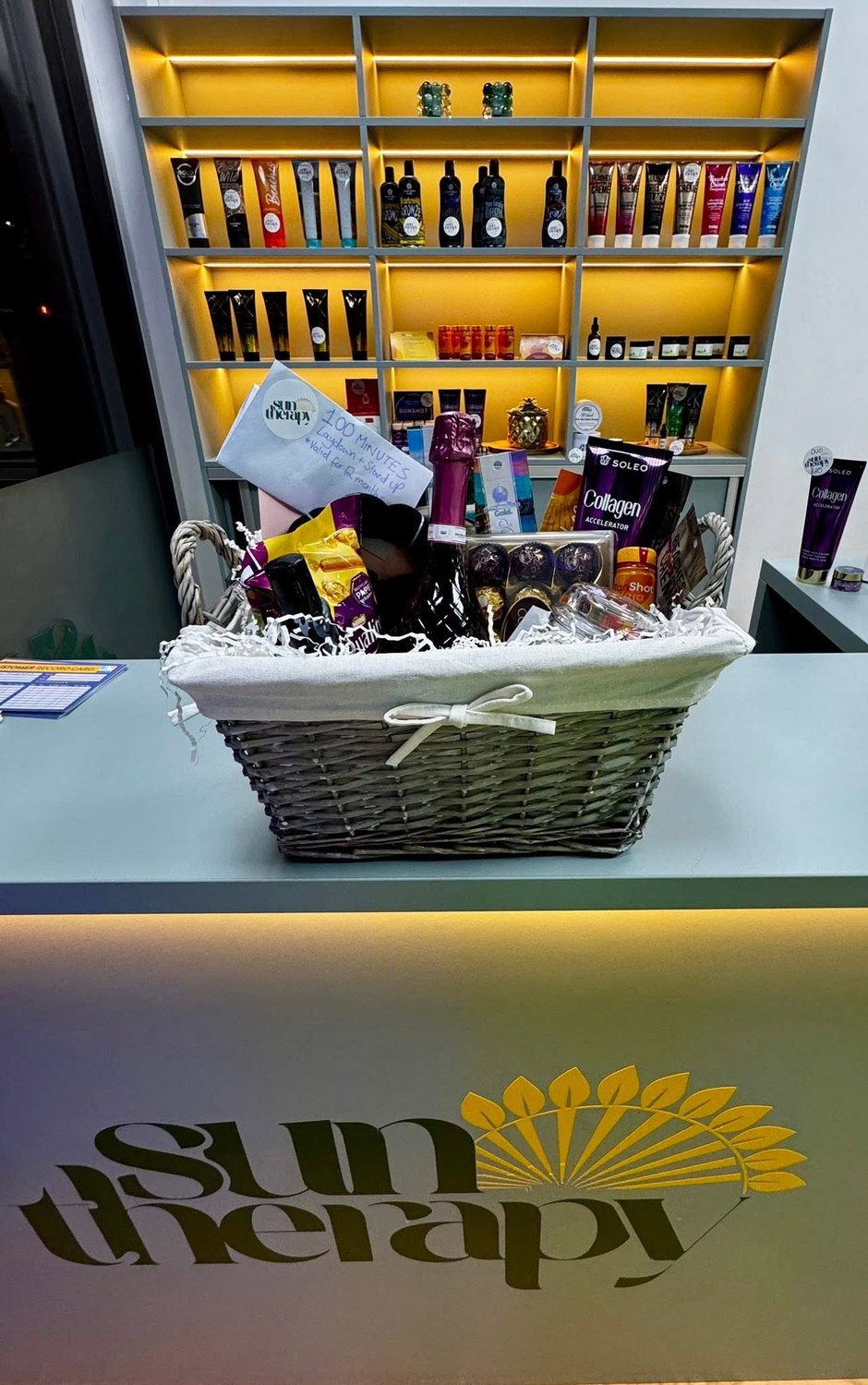Sun Therapy gift hamper offer — 100 minutes laydown and stand-up, valid 12 months